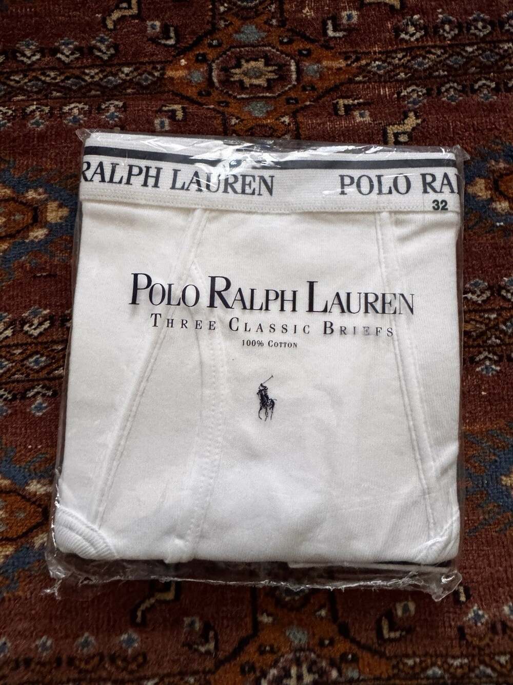 New Vintage Polo Ralph Lauren Briefs 32 3 Pack White Cotton USA Sealed 90s Y2K